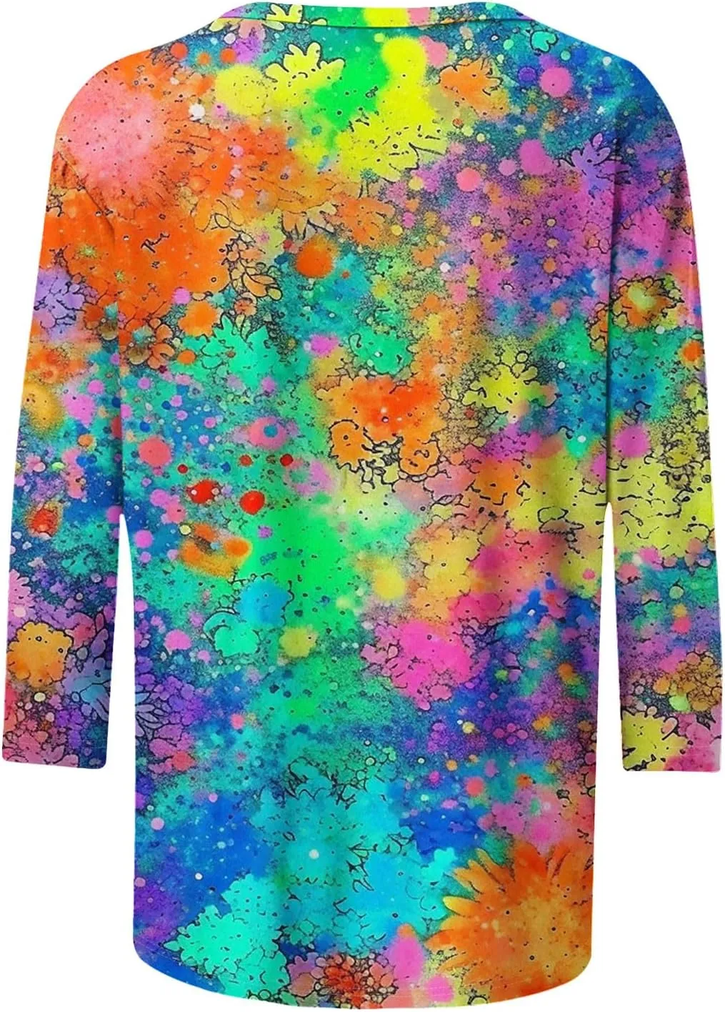 2024 Fashion Spring Tops 3/4 Sleeve Length Trendy Shirts Dressy Casual Work Blouse Ladies Tie Dye Summer Outfits