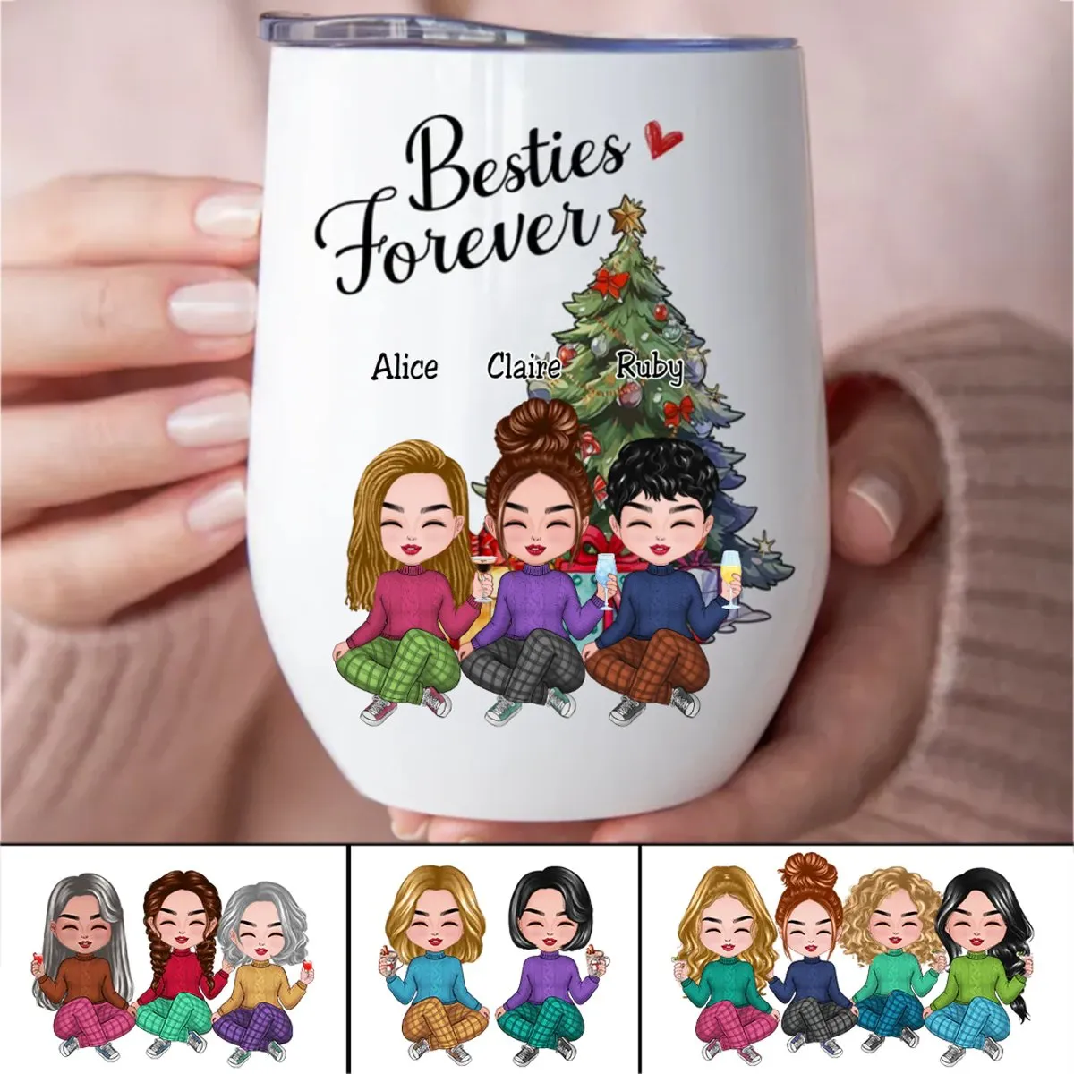 Besties - Besties Forever - Personalized Wine Tumbler (BU)