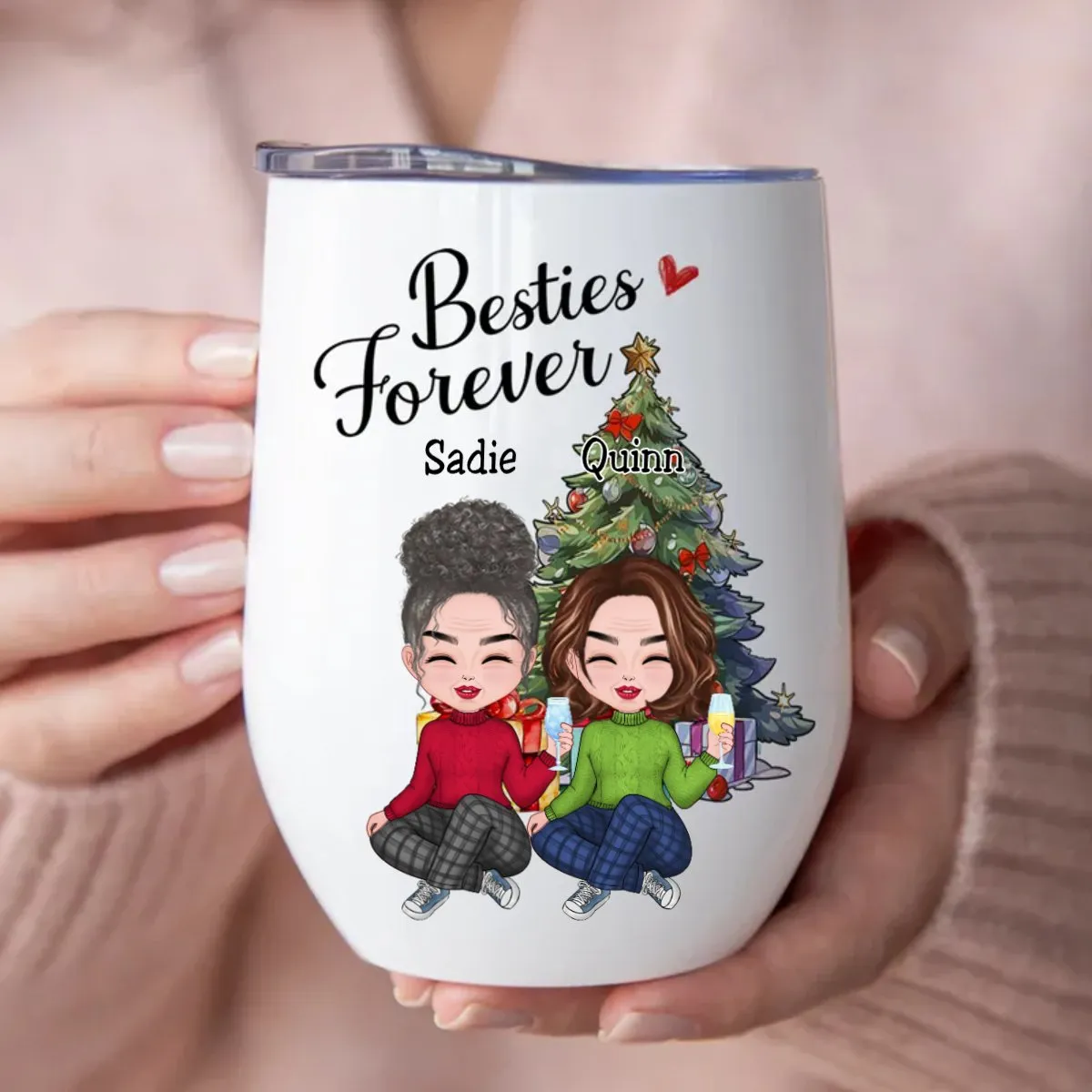 Besties - Besties Forever - Personalized Wine Tumbler (BU)