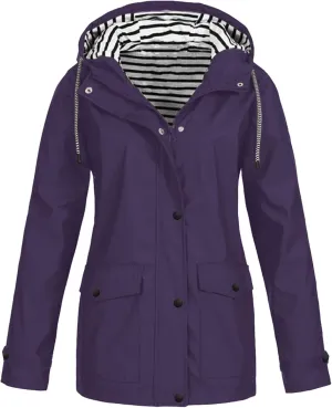 Cdiecer Raincoat Women Waterproof Hooded Trench Coats Plus Size Windbreaker Hiking Running Jacket Spring Rain Jackets