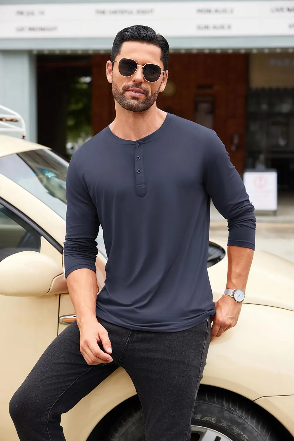 COOFANDY Men's Henley Shirts Long Sleeve Fashion Casual Tee Basic Lightweight T-Shirt
