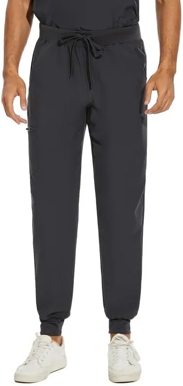 COZYFIT Scrub Pants for Men - Slim Jogger Pants with 5 Pockets, Yoga Waistband, Anti-Wrinkle Scrubs for Men