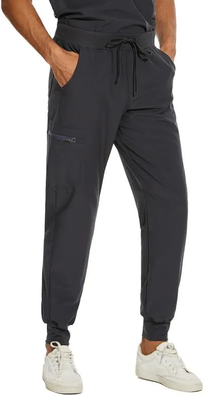 COZYFIT Scrub Pants for Men - Slim Jogger Pants with 5 Pockets, Yoga Waistband, Anti-Wrinkle Scrubs for Men