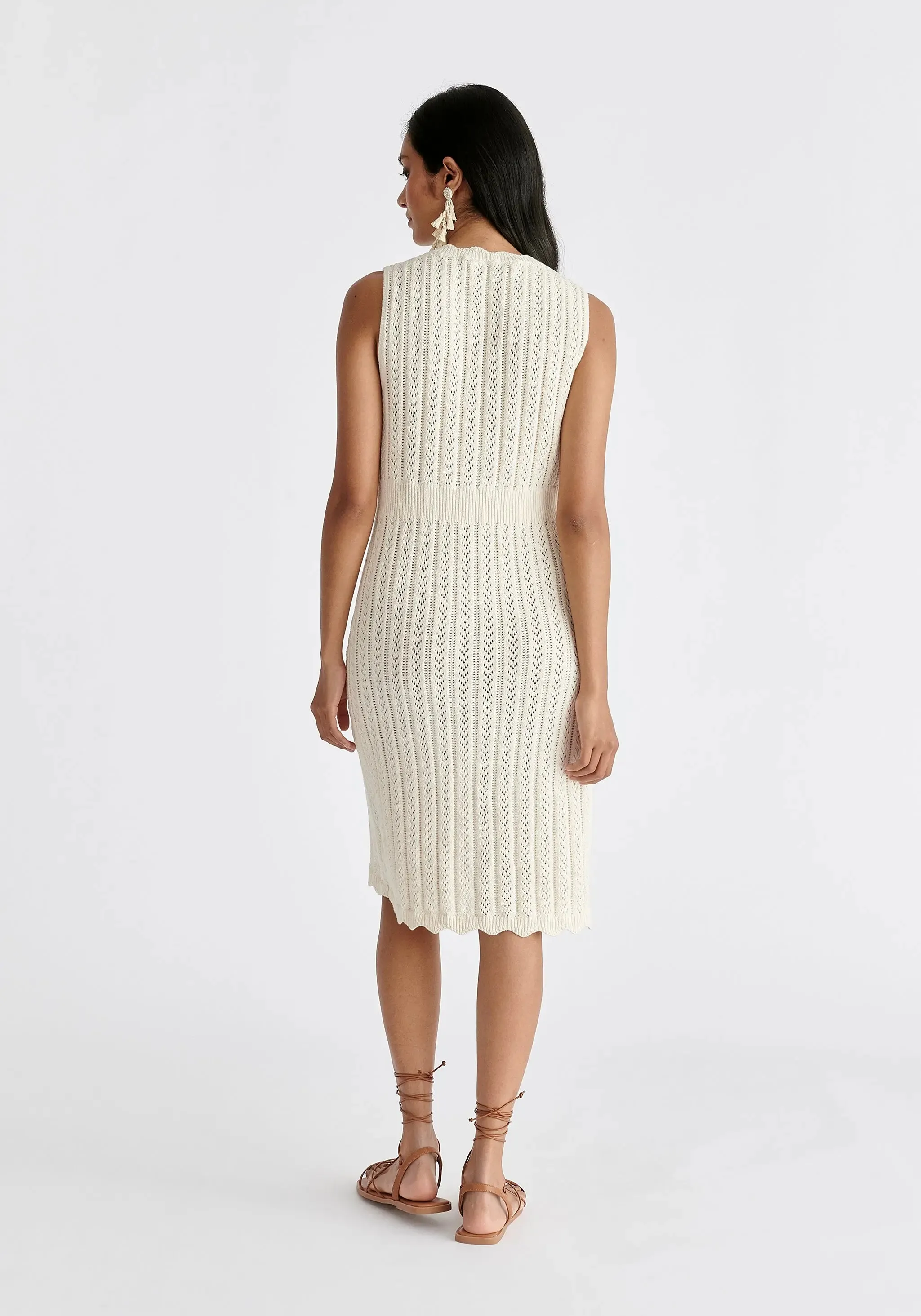 Cream Pointelle Knitted Dress