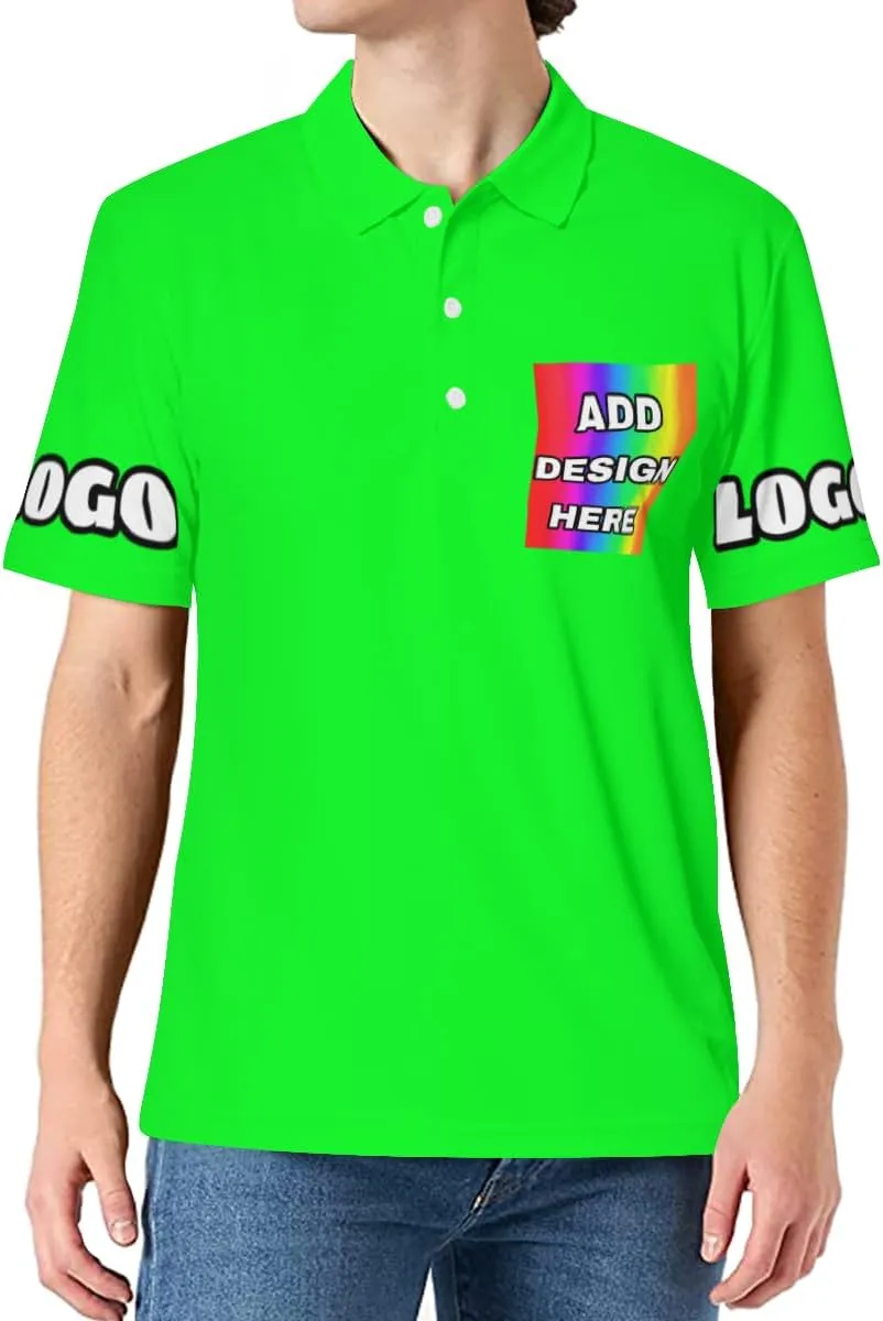 Custom Polo Shirts for Men Women Design Your Own Printed Front Back and Sleeve Personalized with Logo & Text