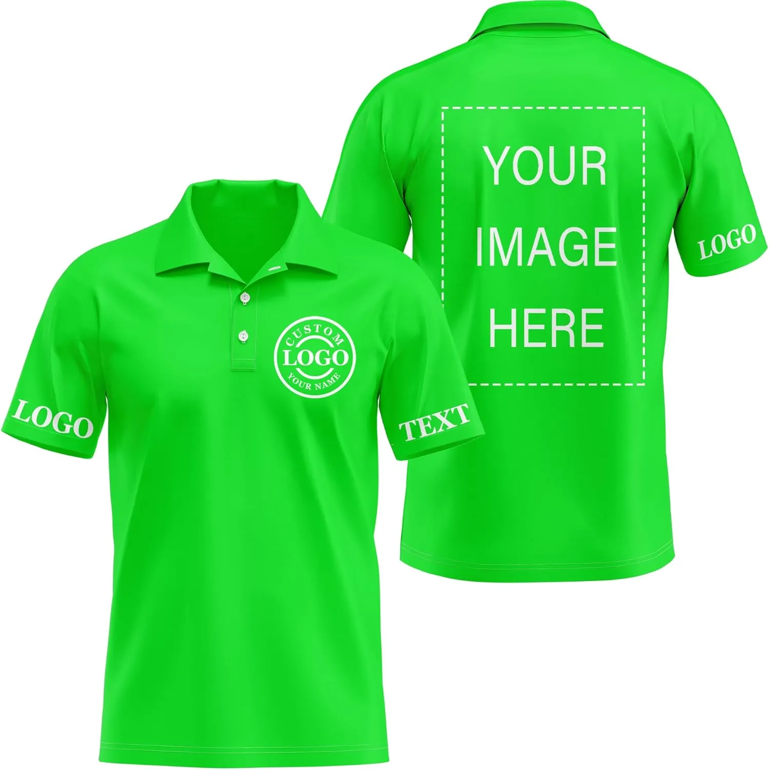 Custom Polo Shirts for Men Women Design Your Own Printed Front Back and Sleeve Personalized with Logo & Text