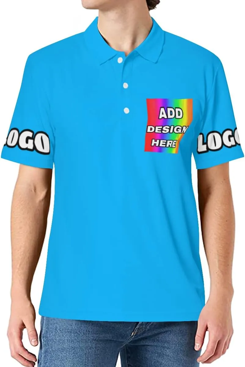 Custom Polo Shirts for Men Women Design Your Own Printed Front Back and Sleeve Personalized with Logo & Text