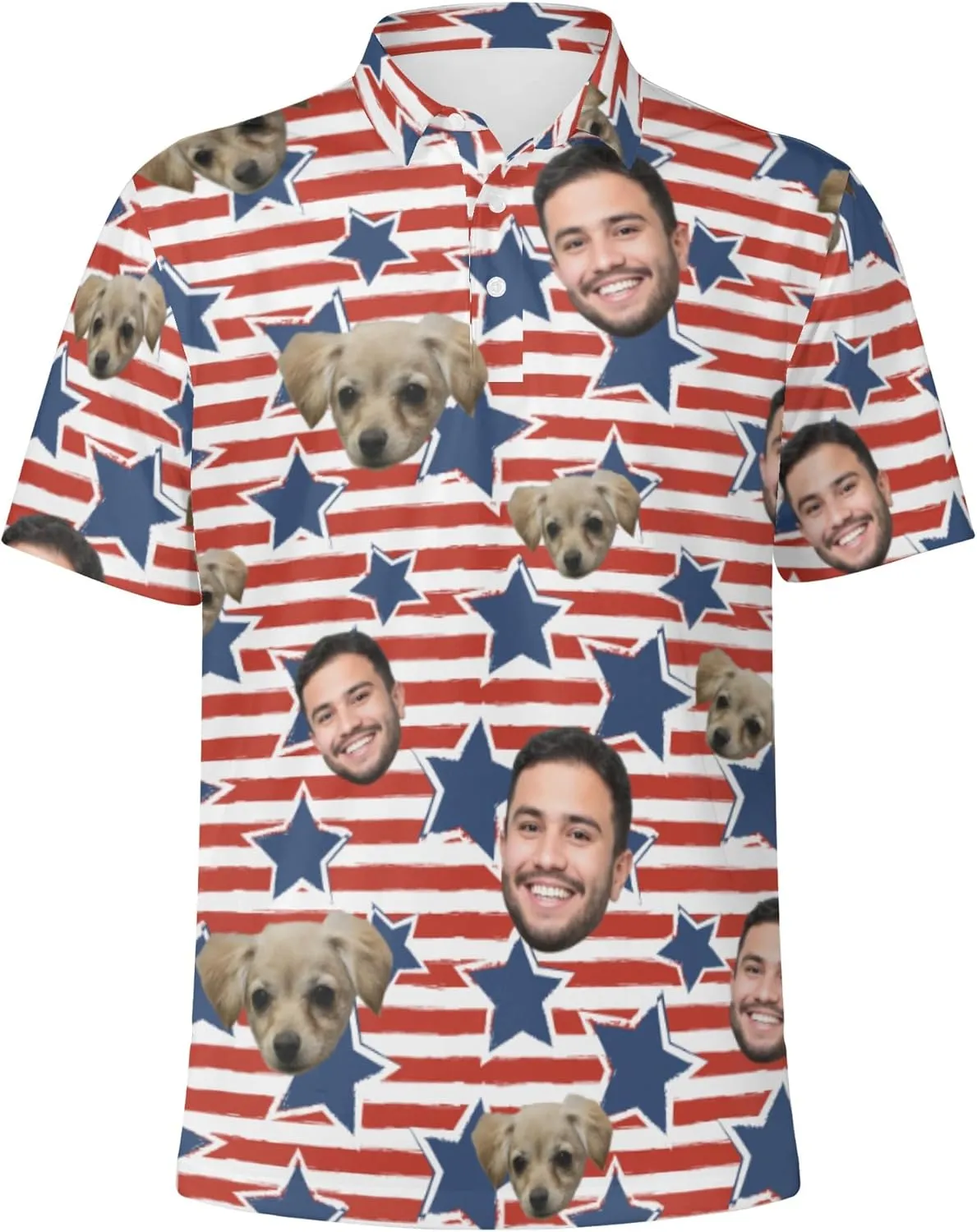 Custom Polo Shirts with Face Photo Golf Shirt Design Your Own Personalized Hawaiian Short Sleeve Performance