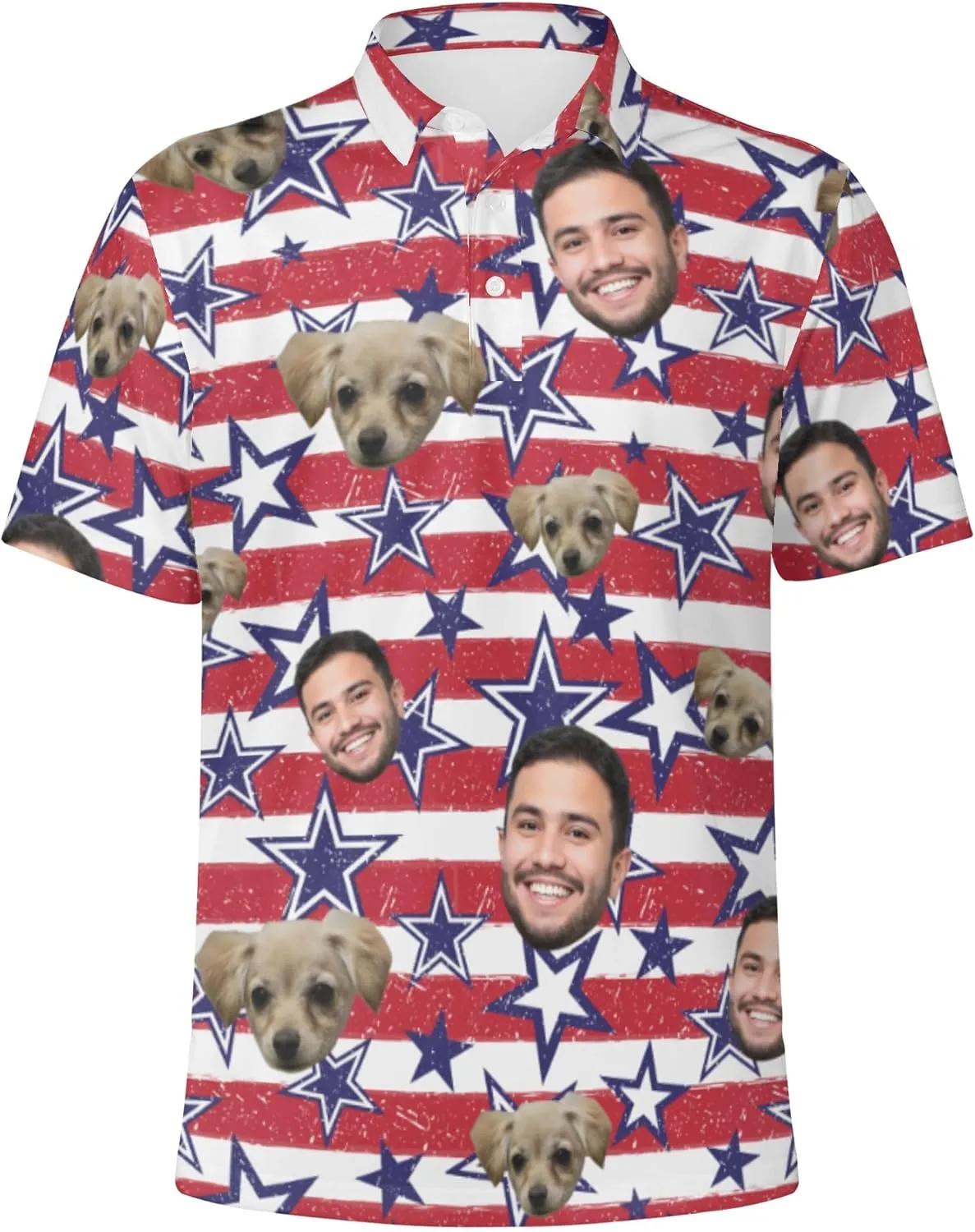 Custom Polo Shirts with Face Photo Golf Shirt Design Your Own Personalized Hawaiian Short Sleeve Performance