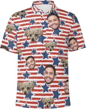 Custom Polo Shirts with Face Photo Golf Shirt Design Your Own Personalized Hawaiian Short Sleeve Performance