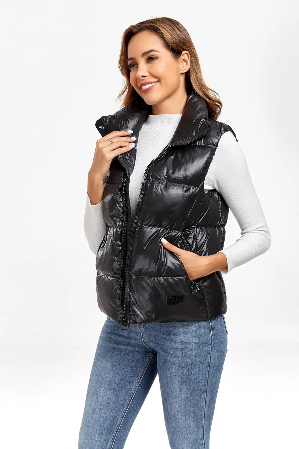 Duck Down Vest for Women Short Puffer Vest Trendy Winter Padded Coat Puffer Down Jacket 2024