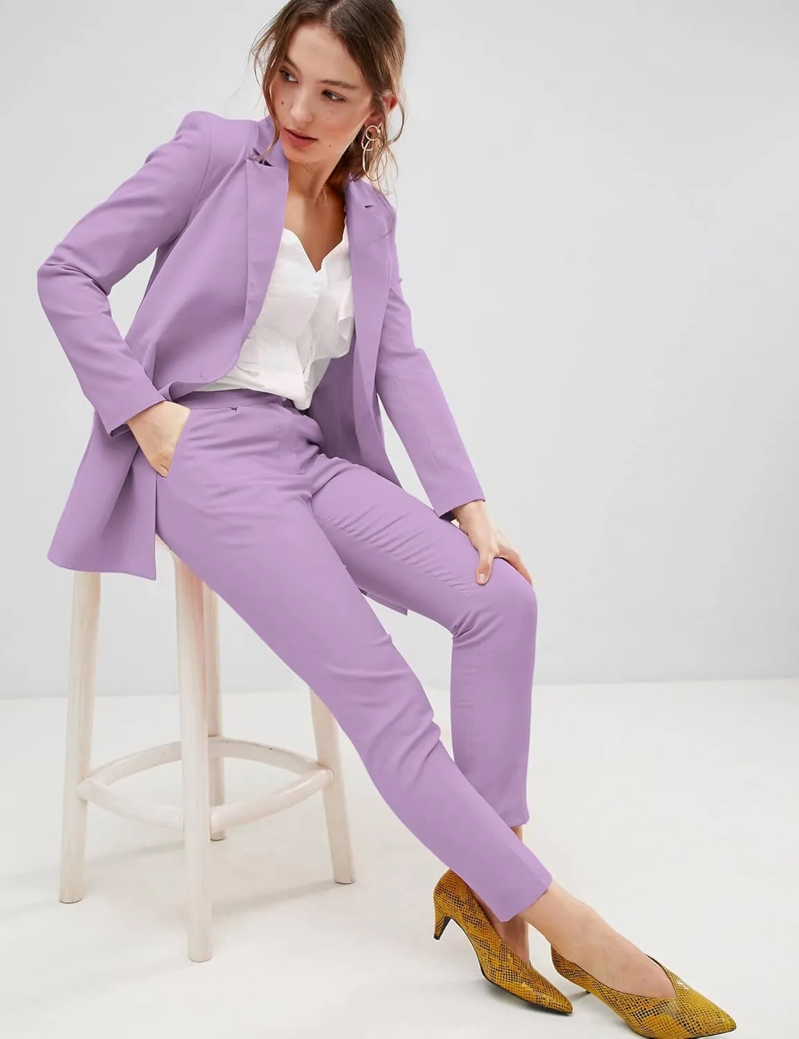 EXTRO&VERT Boyfriend Blazer Jackets for Women Single Button Side Pockets Suit Jacket for Casual Business