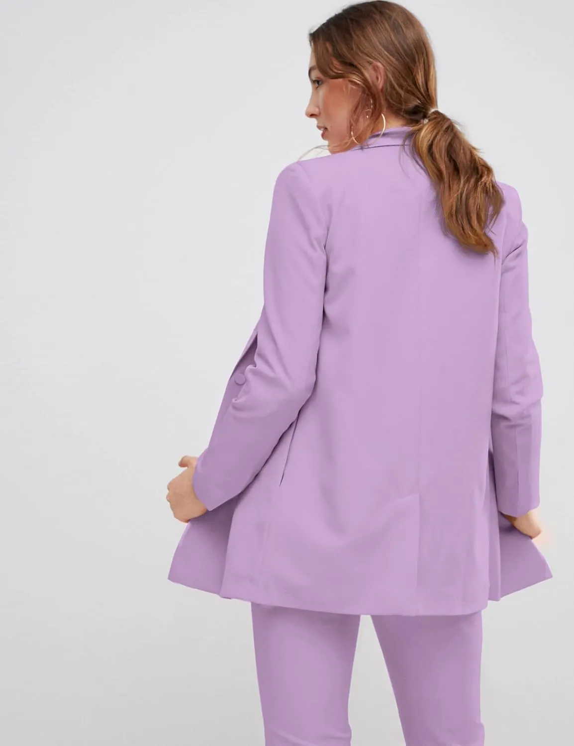EXTRO&VERT Boyfriend Blazer Jackets for Women Single Button Side Pockets Suit Jacket for Casual Business