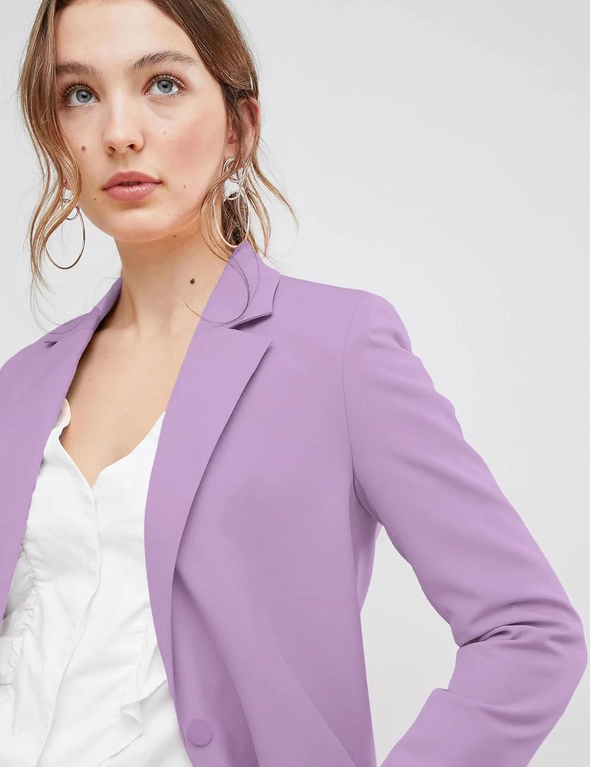 EXTRO&VERT Boyfriend Blazer Jackets for Women Single Button Side Pockets Suit Jacket for Casual Business