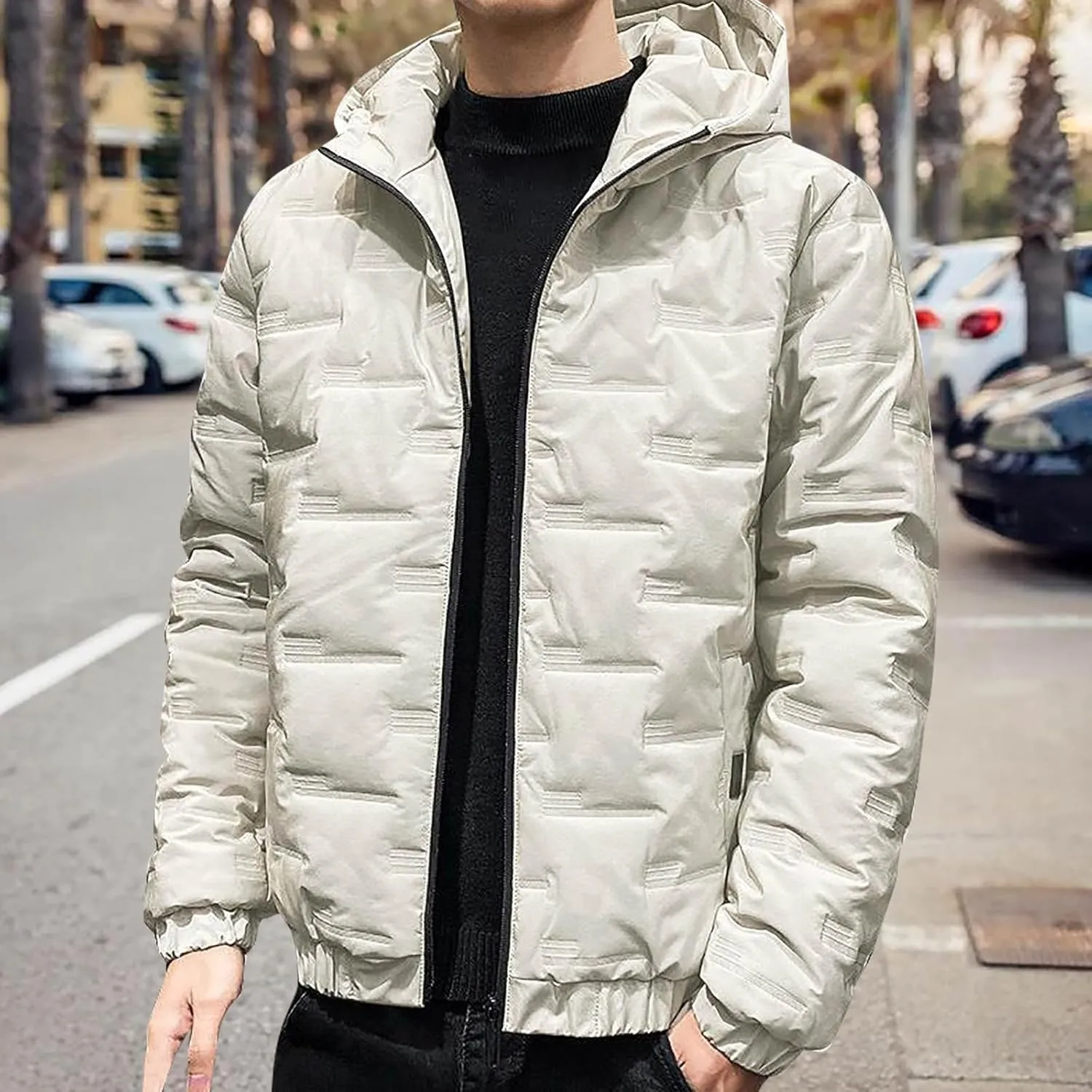 Mens Lightweight Packable Puffer Jacket Winter Insulated Puffy Coat Water Repellent Warm Quilted Jackets Travel