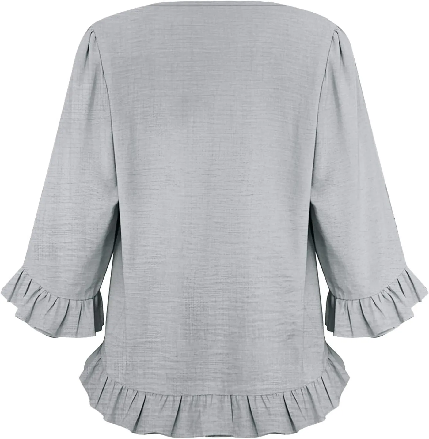 Summer Tops for Seniors 3/4 Sleeve Tops Cute Lightweight Ruffle Sleeve Shirts Loose Fit Solid Color Daily Wear Blouses