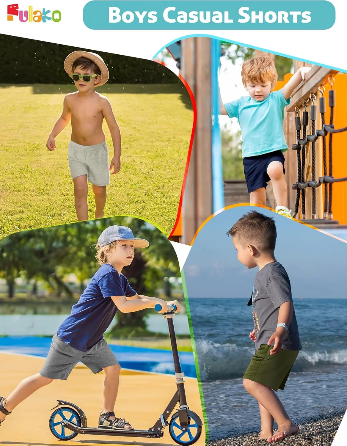 Toddler Boy Shorts 4Pack Athletic Shorts Baby Boys Casual Jogger Active Elastic Waistband Quick Dry Knit Shorts