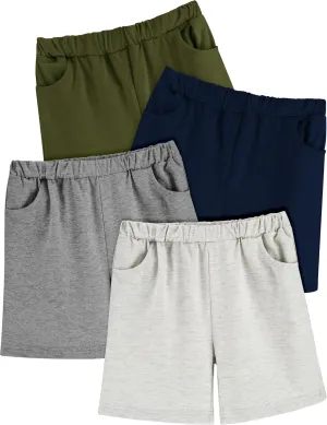Toddler Boy Shorts 4Pack Athletic Shorts Baby Boys Casual Jogger Active Elastic Waistband Quick Dry Knit Shorts