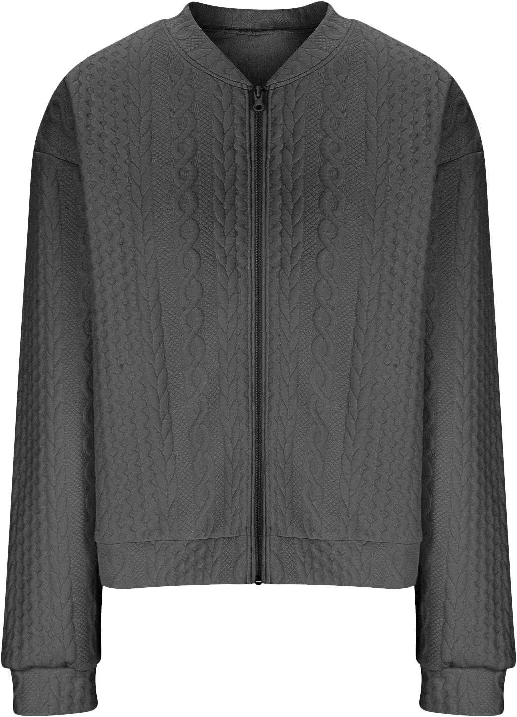 Women's Cardigan Zip Up Cable Knit Long Sleeve Trendy Y2K Sweater Jacket Crewneck Casual Teen Girls Coat 2024 Fall