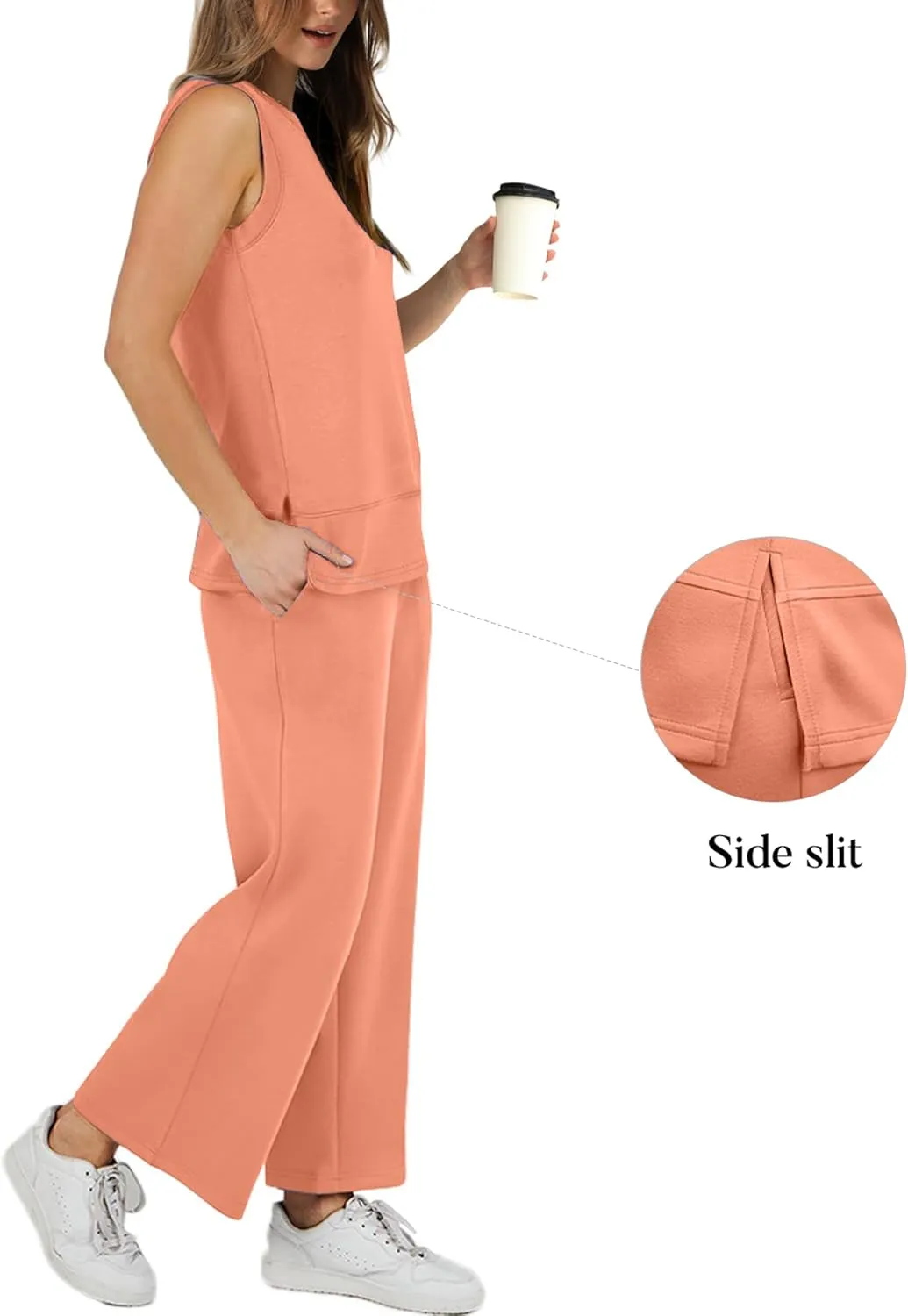 XIEERDUO Women's 2 Piece Outfits Summer Travel Tracksuit Loose Wide Leg Loungewear Comfy Lounge Sets S-3XL
