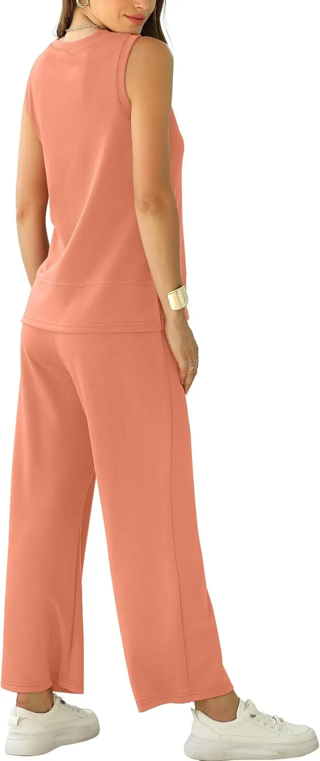 XIEERDUO Women's 2 Piece Outfits Summer Travel Tracksuit Loose Wide Leg Loungewear Comfy Lounge Sets S-3XL
